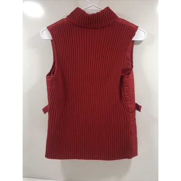 For Cynthia Quilted Vest Womens Size Petite Small Red Knit Zipper Front - Picture 4 of 4